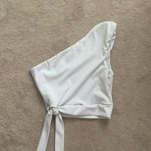 White one shoulder workout top